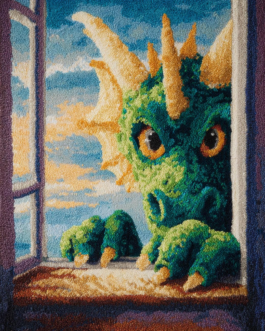 AMBATTERY Latch Hook Rug Kit Cartoon Dragon 60x90cm