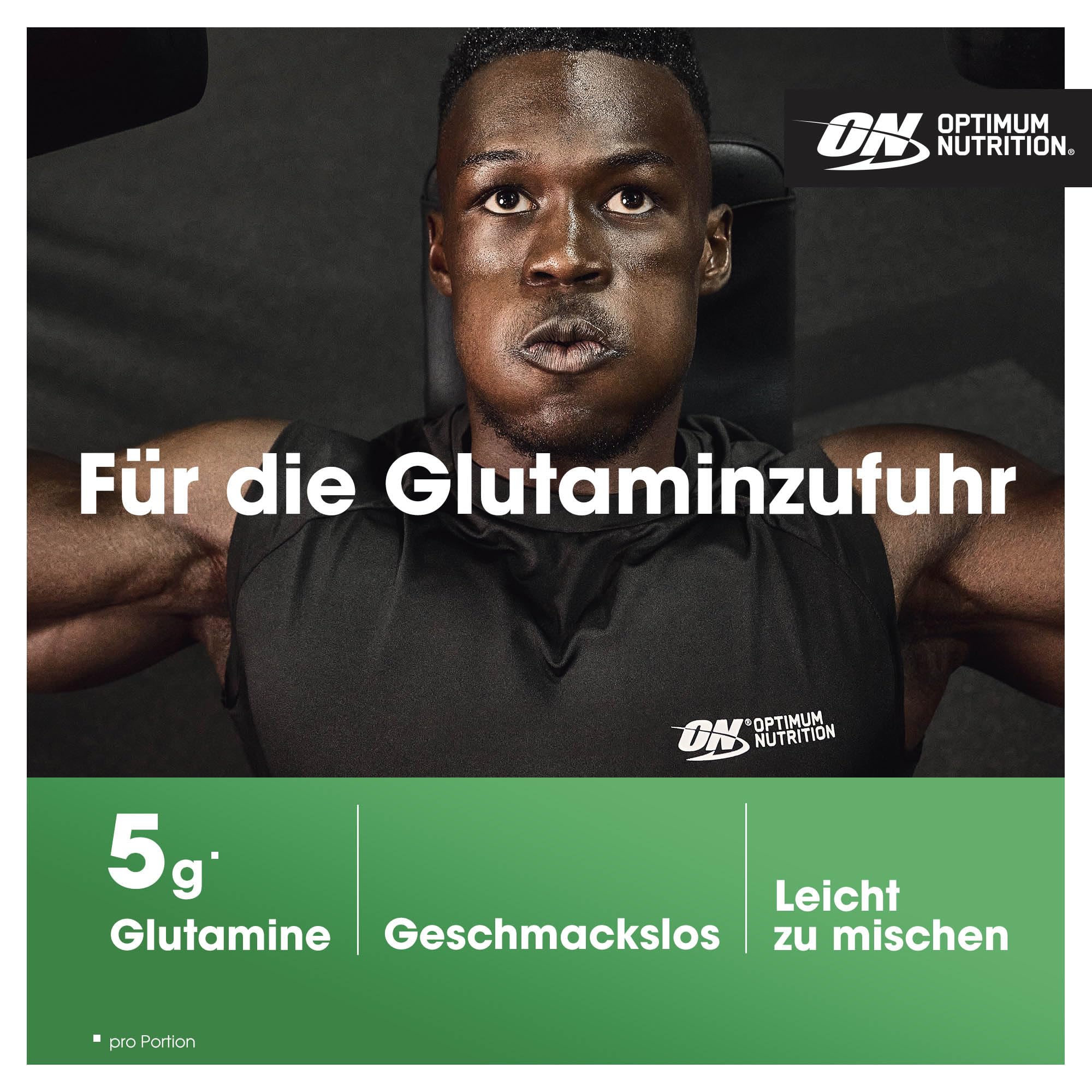 Optimum Nutrition Glutamin-Pulver, l-Glutamin-Aminosäure-Pulver, Nahrungsergänzungsmittel vor und nach dem Training Shake, nicht aromatisiert, 205 Portionen, 1,05 kg