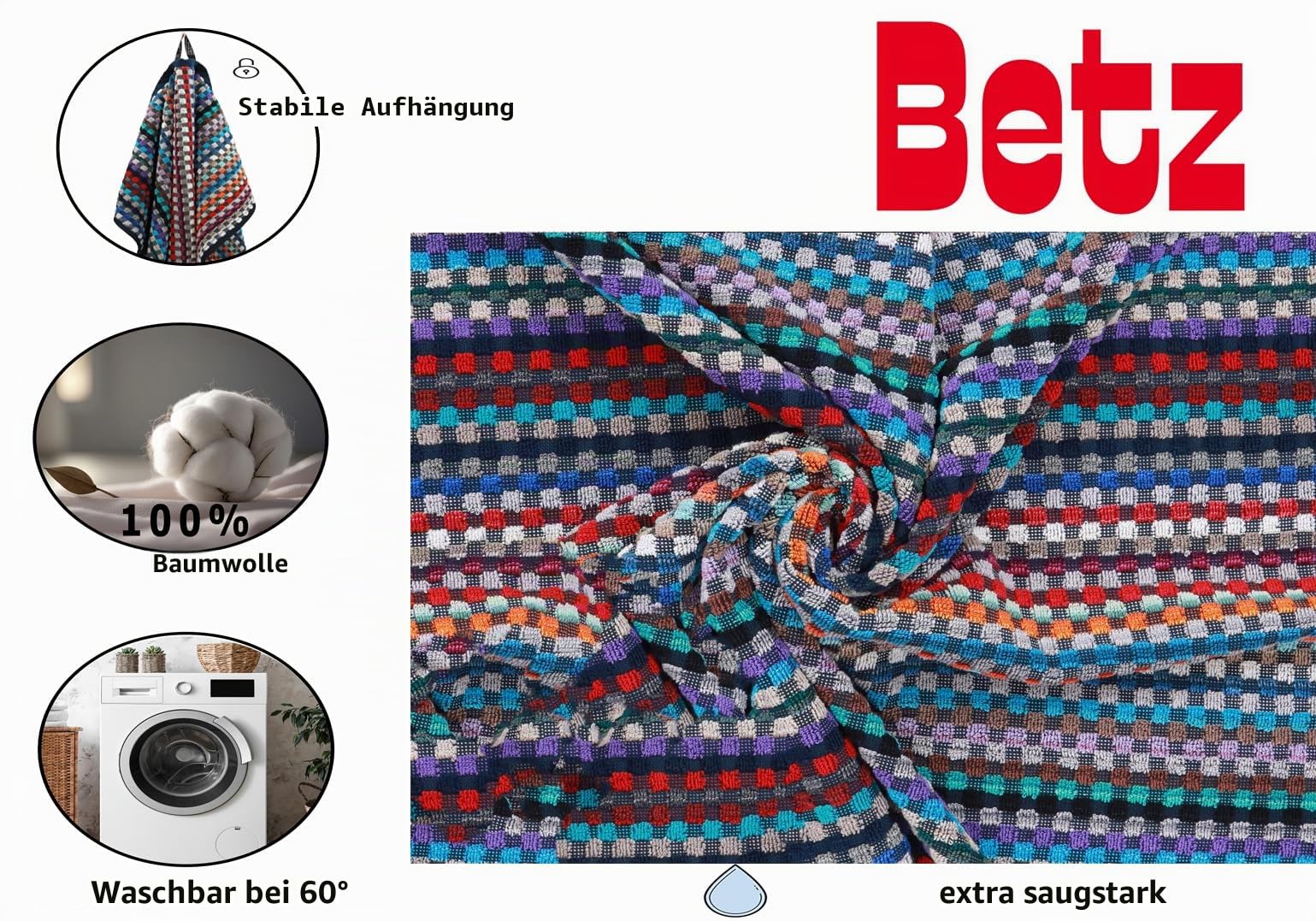 Betz 12er Set Küchentücher Geschirrtuch Handtuch 100% Baumwolle HELGOLAND Größe 50 x 90 cm Grubentuch Küchentuch Allzwecktuch karo bunt
