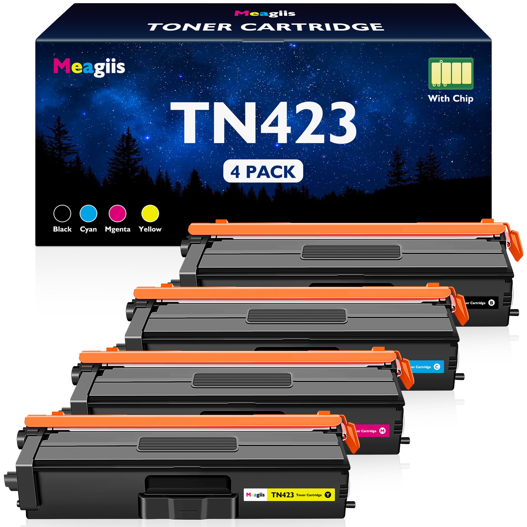 TN423 Toner Cartridges Compatible with Brother TN-423 HL-L8260CDW | Compatible with Brother MFC-L8690CDW DCP-L8410CDW HL-L8360CDW MFC-L8900CDW; With Chip; 1 Black 1 Cyan 1 Magenta 1 Yellow-image-32