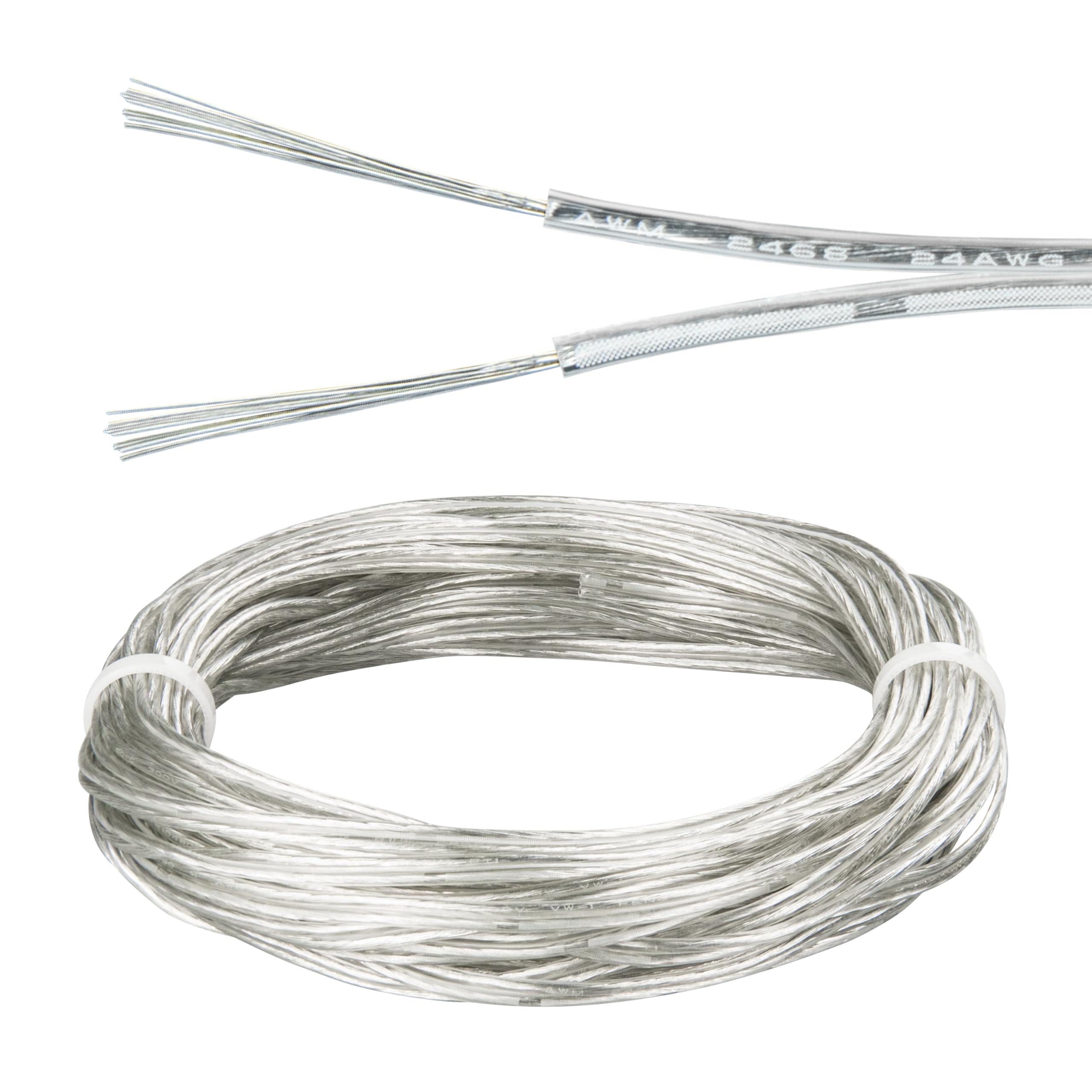 URCIANOW 10M 2 Core 12V Clear Electrical Cable 0.2mm 24Gauge Transparent PVC Cable 1.8x3.6mm Tinned Copper Wire for LED Lights Wall Lamps Doorbell Small Appliances