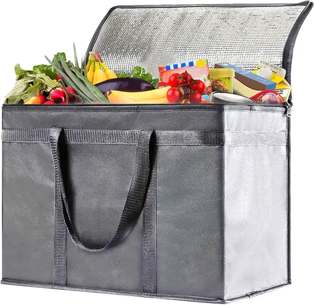 Geïsoleerde Cooler Bag 30L - Grijze Thermische Boodschappentas voor Tuin en Kantoor