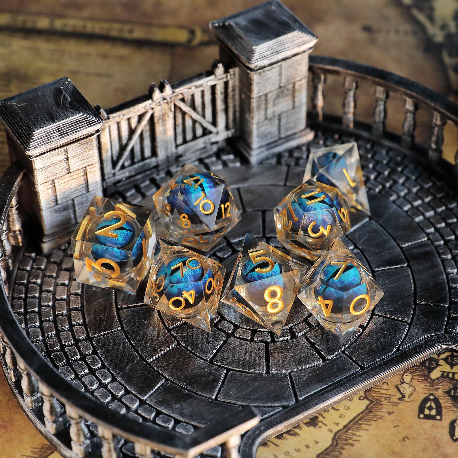 Floating Pupil Eyeball Resin Sharp Edge Dice Set - Image 3