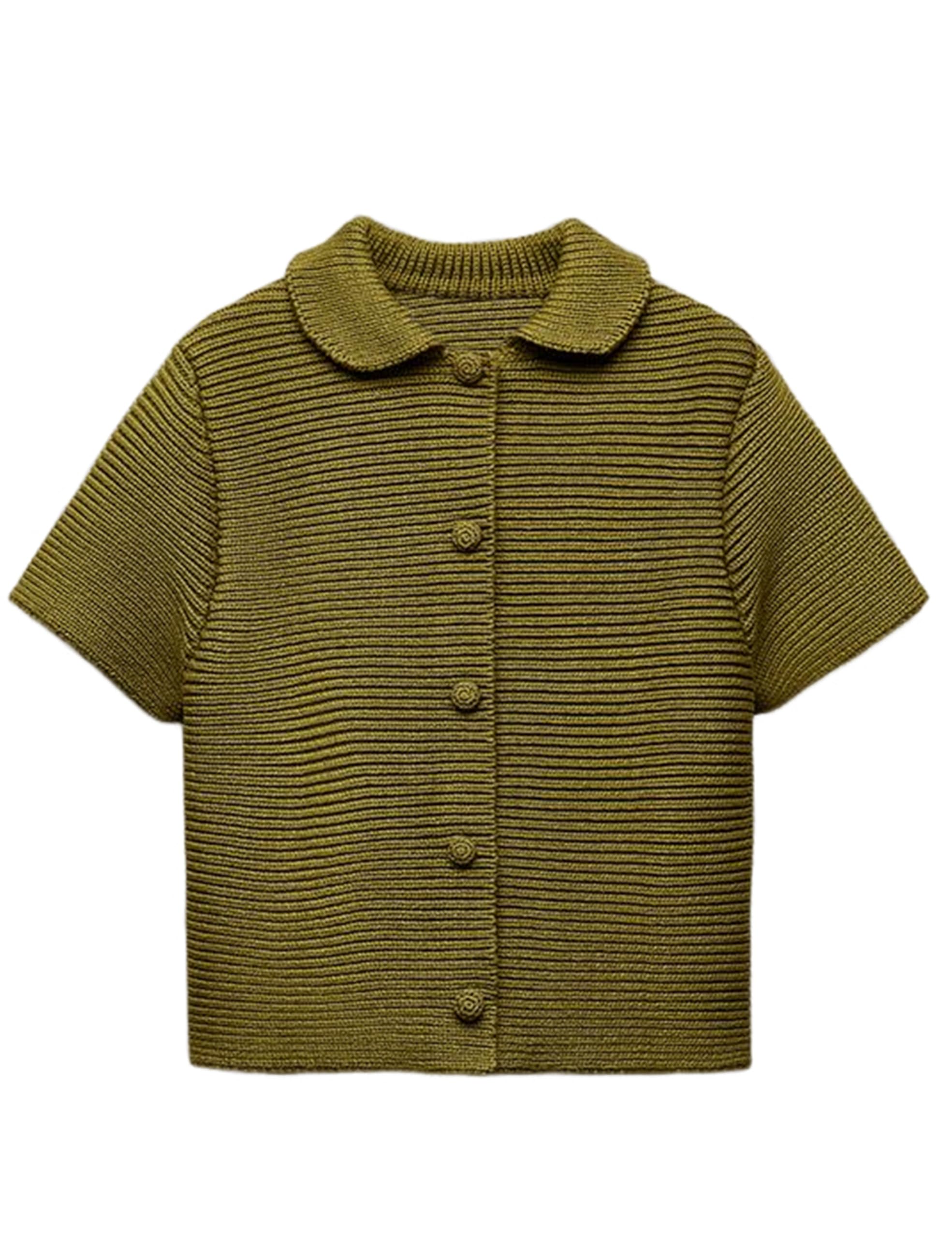 Tanming Womens Cardigan Sweaters Soft Chunky Knit Top Short Sleeve Button Loose Outerwear Sweater