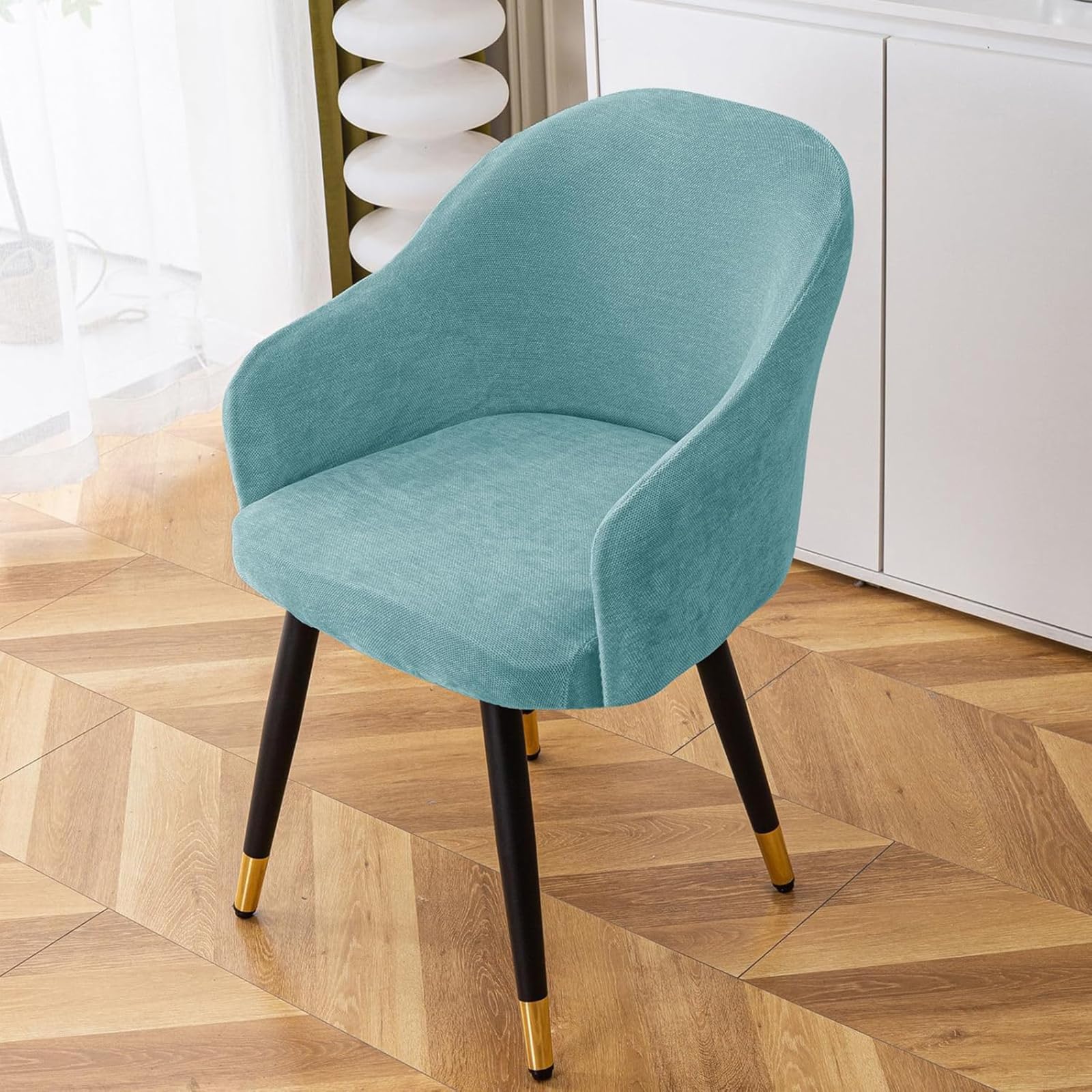 Coprisedia elasticizzato per sala da pranzo, con schienale curvo, lavabile, lavabile in lavatrice, per soggiorno (blu, set da 6)