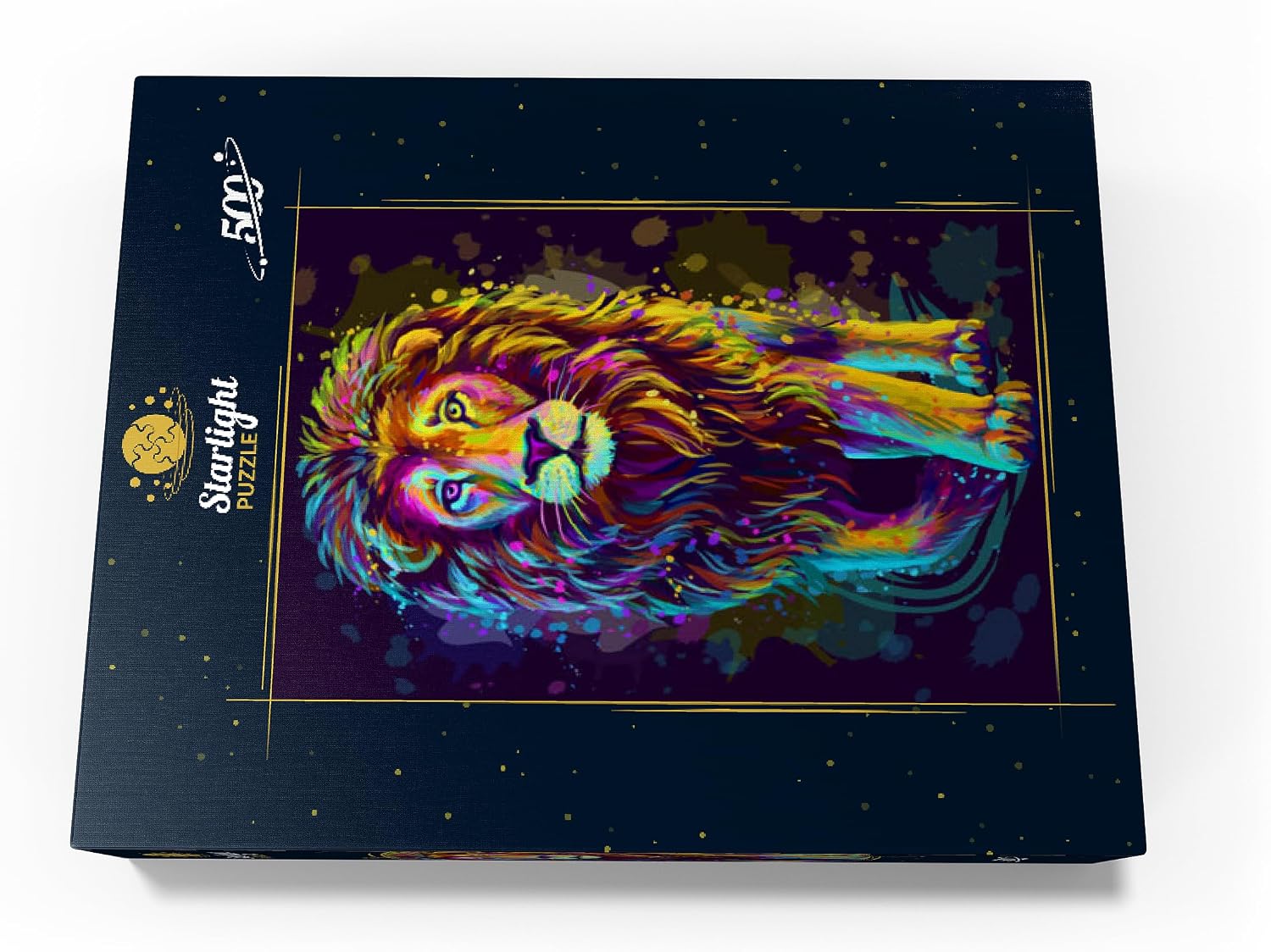 MyPuzzle Artistic Neon Colored Portrait of A Lion in Pop Art Style - Premium 500 Piece Jigsaw Puzzle for Adults