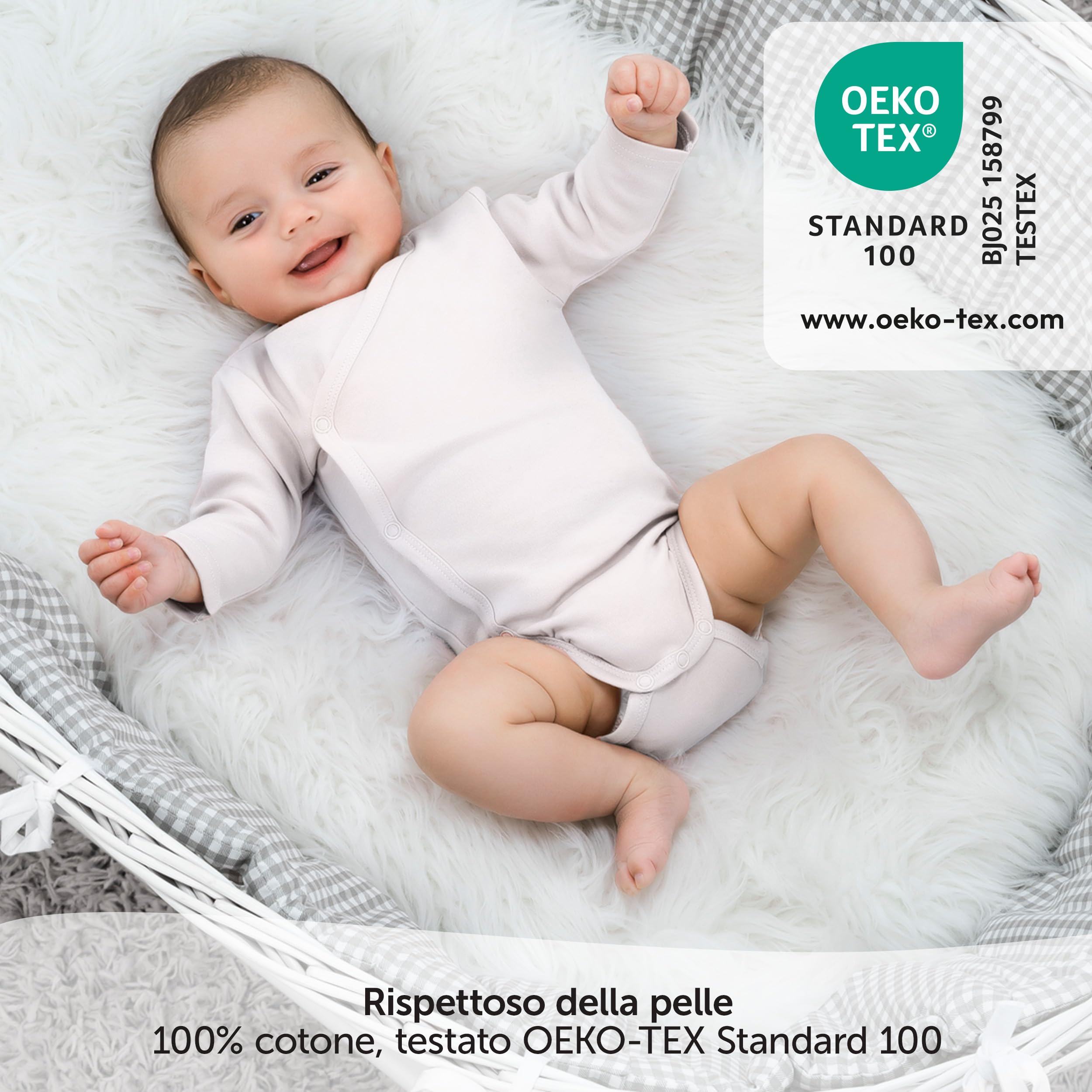 LaLoona Body Neonato Avvolgente Maniche Lunghe 3 Pezzi - Tutine Neonato Cotone con Bottoni, Testato OekoTex Standard 100 -