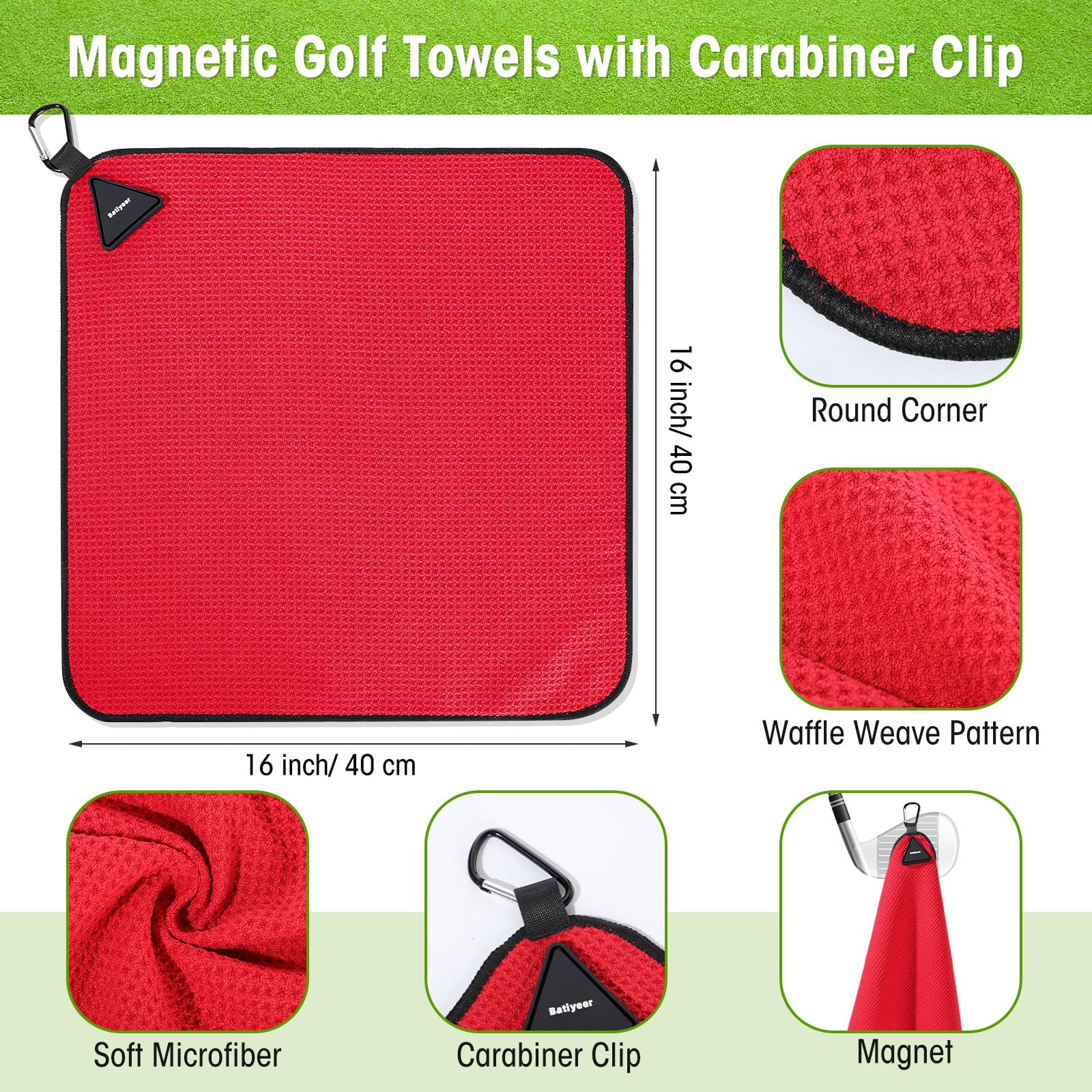 Batiyeer 6 Pack Magnetic Golf Towel Bulk 16