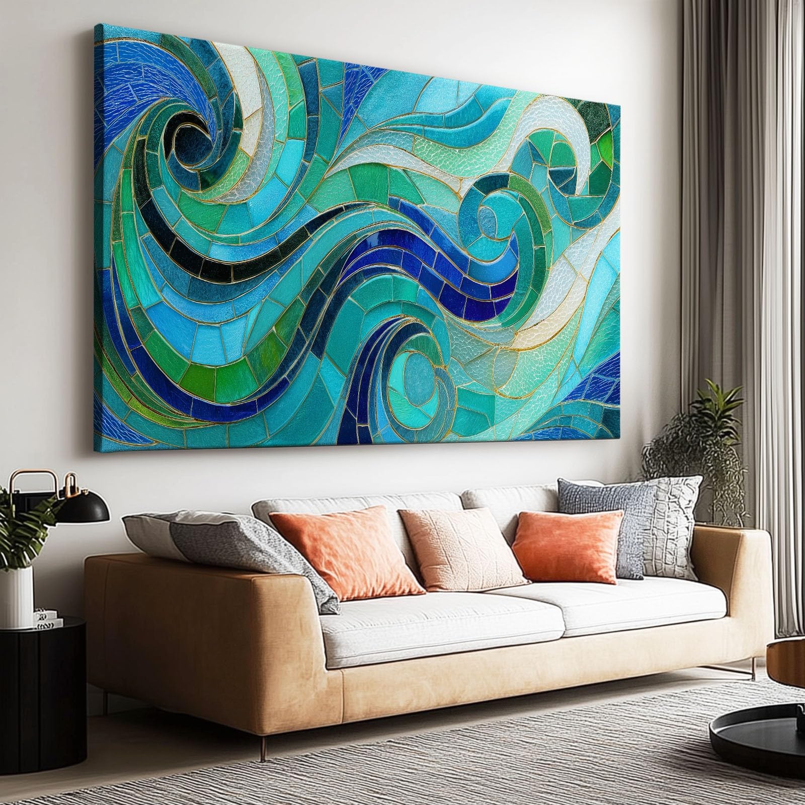 Genérico Cuadros Decoracion Salon Textura Abstracta De Vidrio 140x70cm Lienzo Decorativo con Marco Madera, Laminas Cuadro para Pared, Decoracion Dormitorio Baño Comedor Oficina Hogar