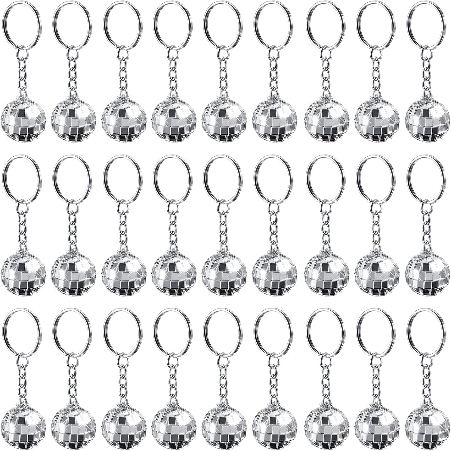 Henoyso 36 Pcs Mirror Disco Ball Keychain Mini 70s Disco