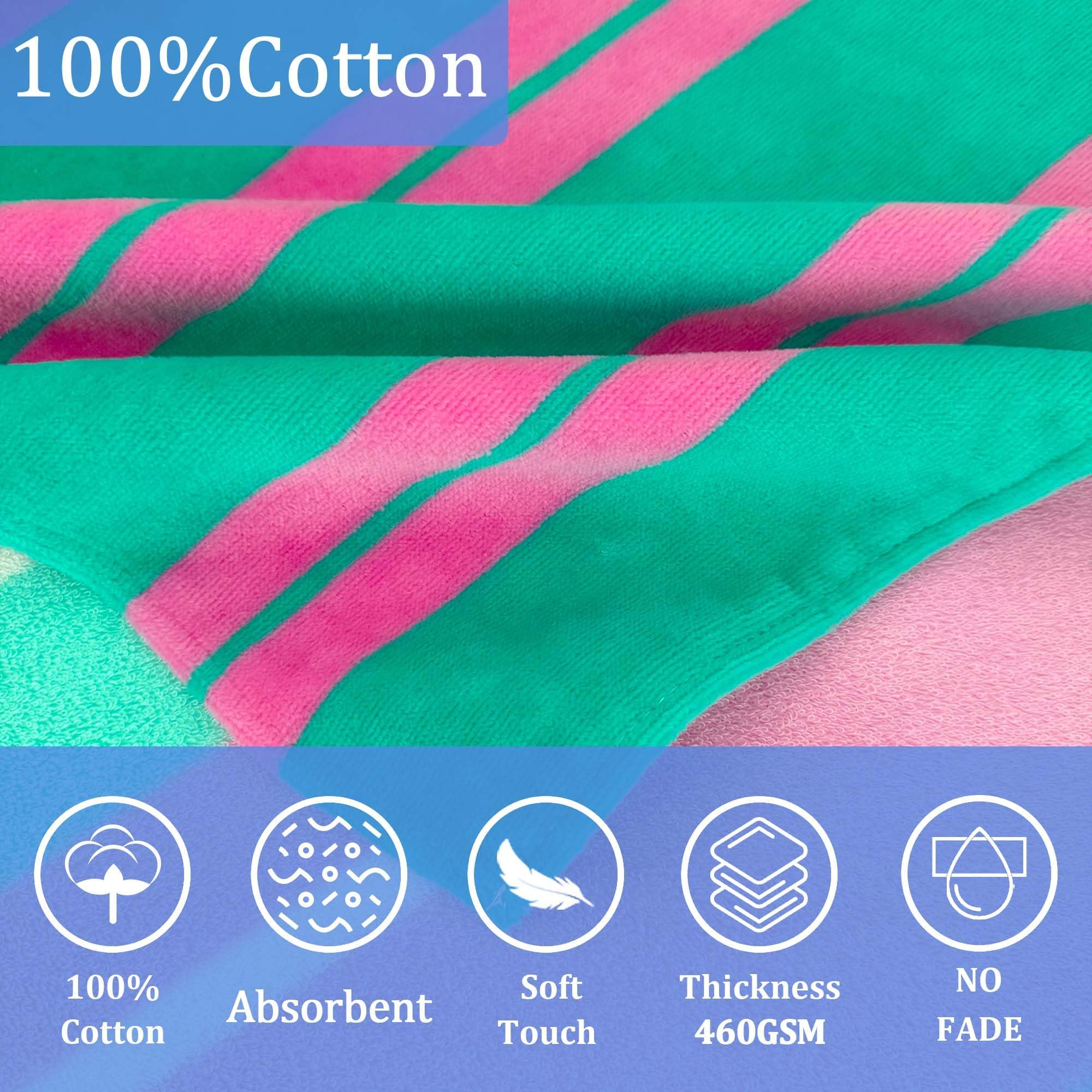 Toallas de playa con capucha para niños, de gran tamaño 64 "x 26" Diseño hecho de 100% algodón - Color de la tira, perfecto para la natación de verano | Baño | Playa | Regalos de cumpleaños