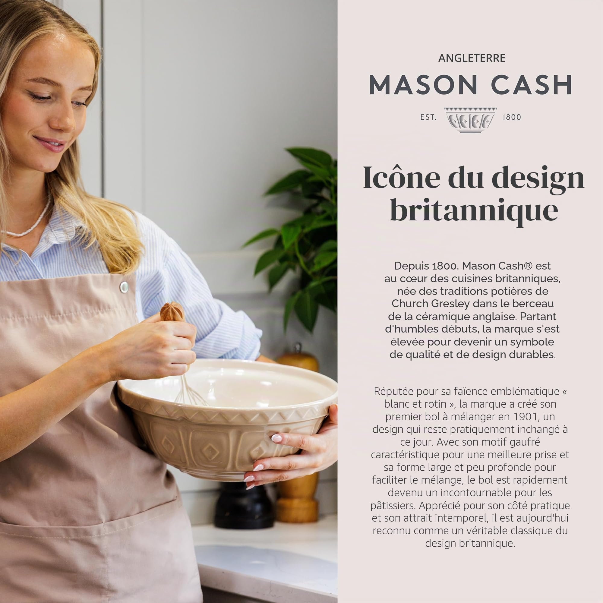 Mason Cash Colour Mix Saladier S18 en faïence de 26 cm de diamètre, Couleur Bleu poudré, résistance à l’écaillage