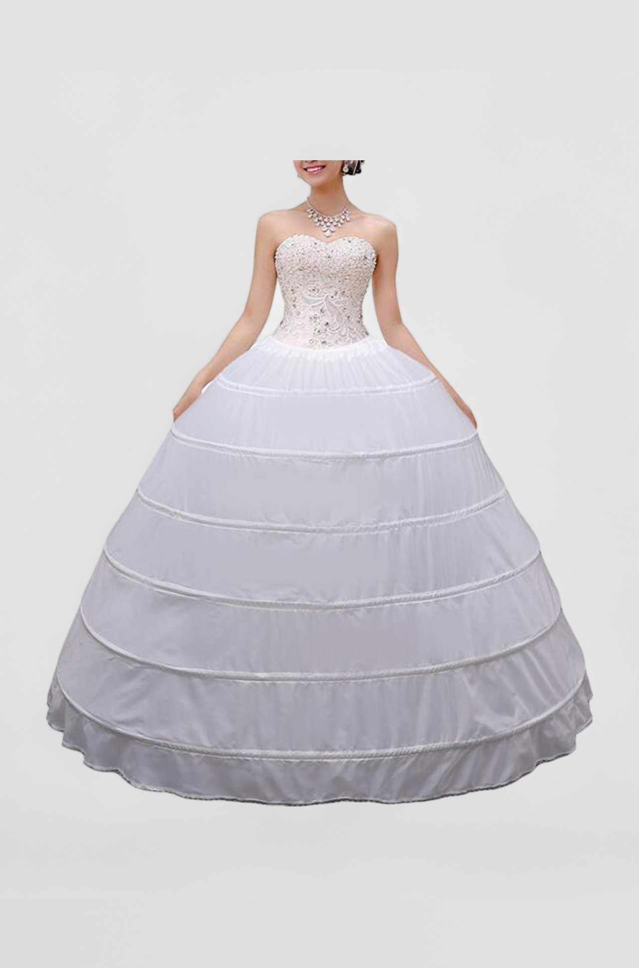 Polyester MISSVEIL Women Crinoline Petticoat Hoop Skirt Slips Long, White, Size One Size