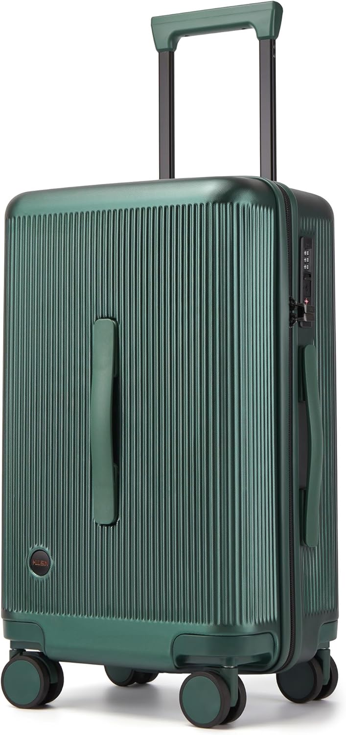 20 Inch Carry on Luggage, Hardside Lightweight Spinner Suitcase with TSA Lock, 22x14x9 Airline Approved Hard Shell Travel Suitcase with Wheels, Scratch Resistant (Dark Green, 20 Inch) Dark Green 20 Inch