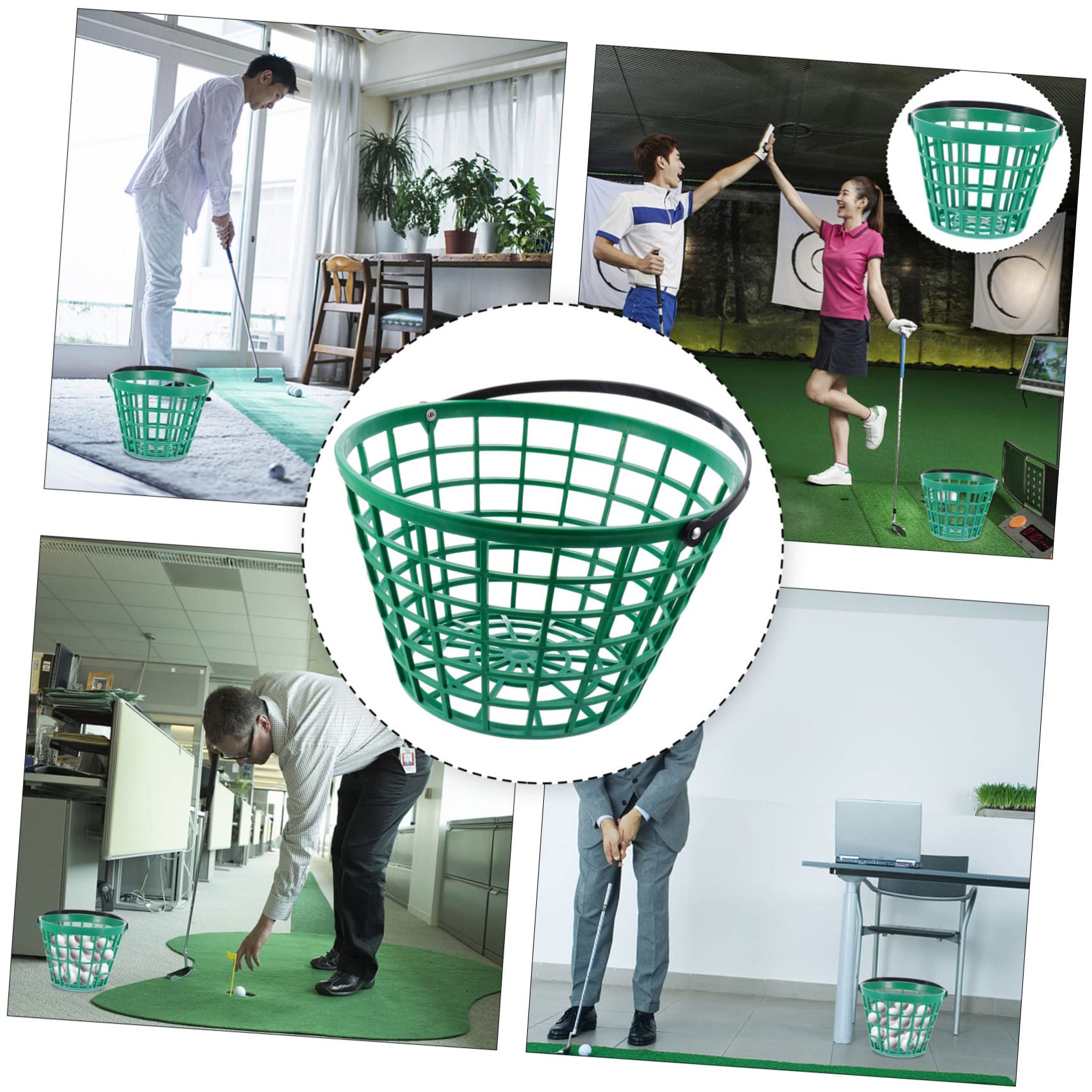 GALPADA Cubo de Almacenamiento para Bolas de Golf de Nylon con Asa Cesta Plástica Ligera y Apilable para Práctica y Transporte de Golf
