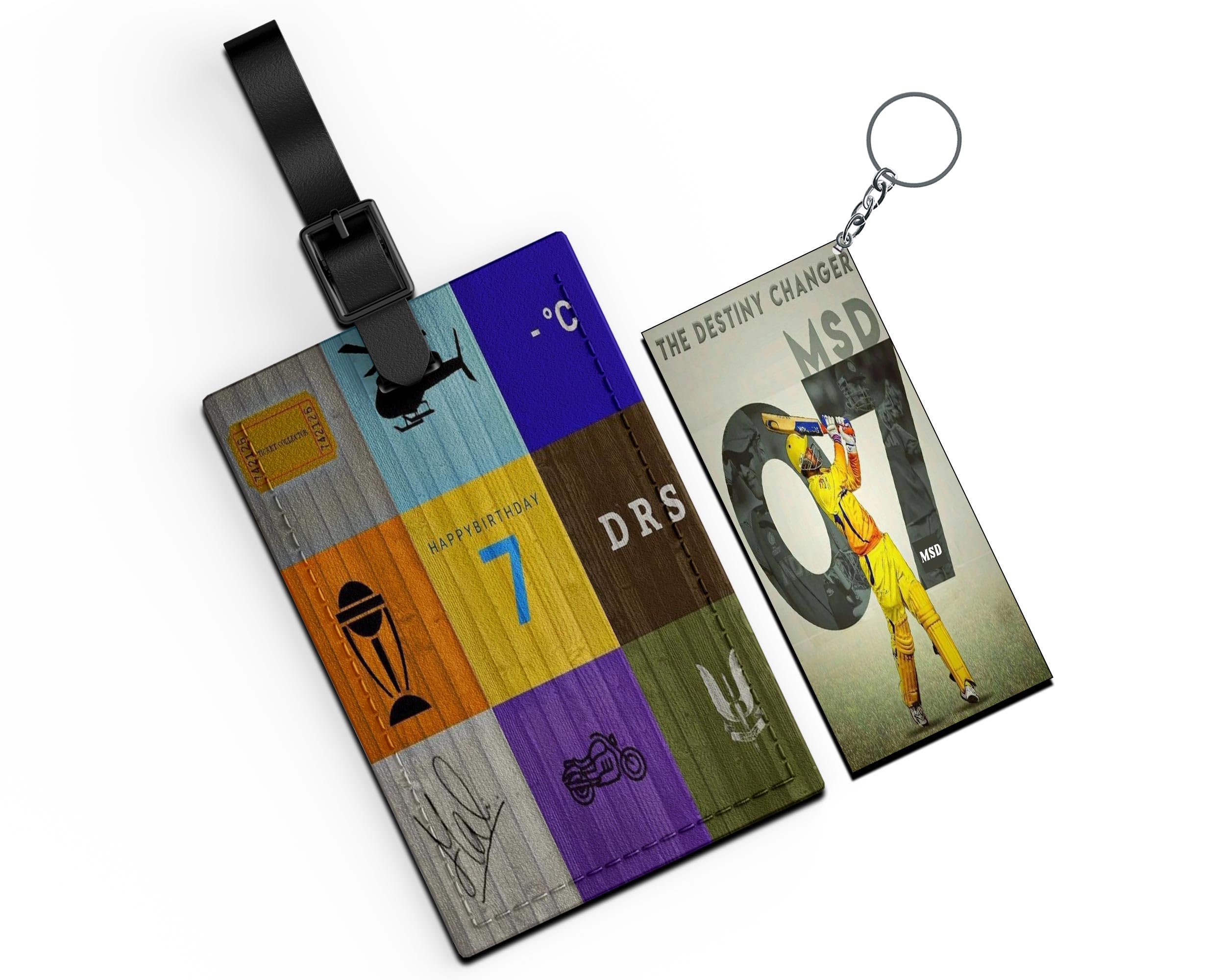 Legend MS Dhoni Keychain and Luggage Tag - Travel Accessories Gift Set - Cricket Bag Tag with Key ring for Birthday, Valentines Day or Anniversary; Set of 2 (D1)-image-15