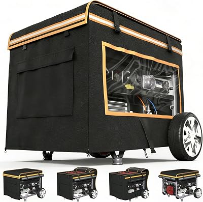 Generator Covers While Running Waterproof, 32"L x 24"W x 24"H Heavy Duty Generator Covers for Outside, Compatible with 5000W-10000W Generator, Overall Protection for Generator, Black