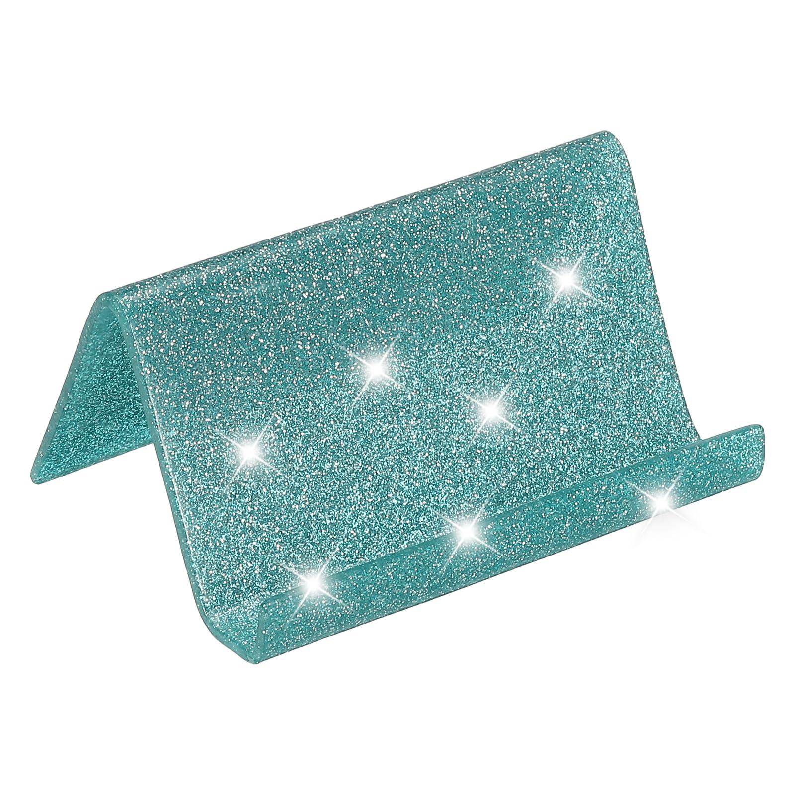 PATIKIL Business Card Holder for Desk Acrylic Business Card Holders Shine Card Stand Organizer Cards Display for Office Exhibition Lake Blue