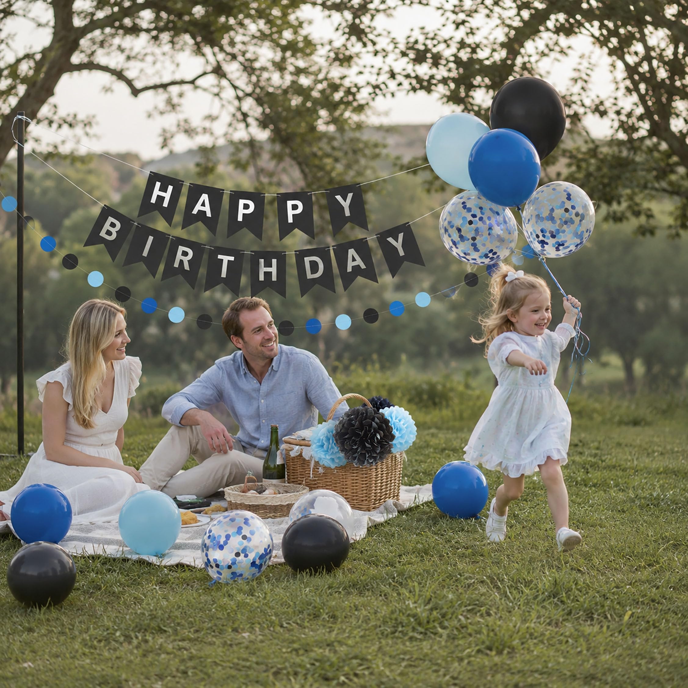 Blue & Black Birthday Party Decorations - Balloons & More -6 Blue & Black Birthday Party Decorations - Balloons & More -6