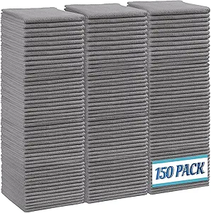 HOMEXCEL Grey Microfiber Cleaning Cloth,150 Pack Cleaning Rags, Cleaning Towels,11.5"X11.5" Shop Towels