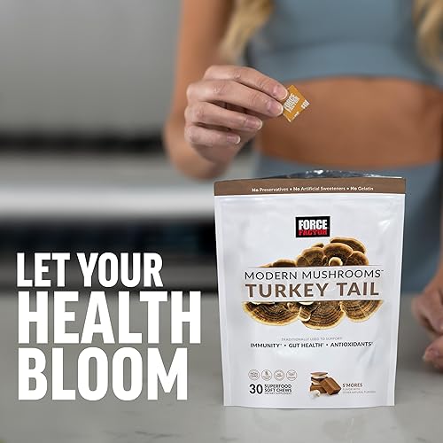 Miniatura 8 de FORCE FACTOR Modern Mushrooms Soft Chews, Suplemento de hongos de cola de pavo para apoyar la inmunidad, la salud digestiva y la vitalidad,
