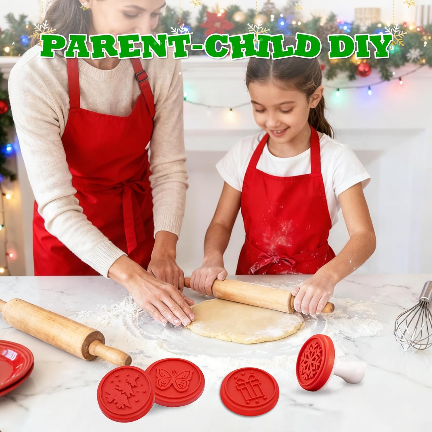 Christmas Cookie Stamps Silicone Cookie Stamps Cookie Cutter Biscuit for DIY Christmas and Daily Baking Set of 6 - Image 6