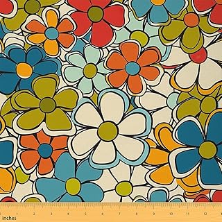 Feelyou Retro Hippie Flower Fabric by The Yard 1 Yard 60S 70S Groovy Dec...