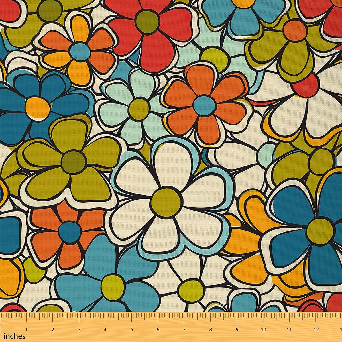 Amazon.com: Feelyou Retro Hippie Flower Fabric by The Yard 1 Yard
