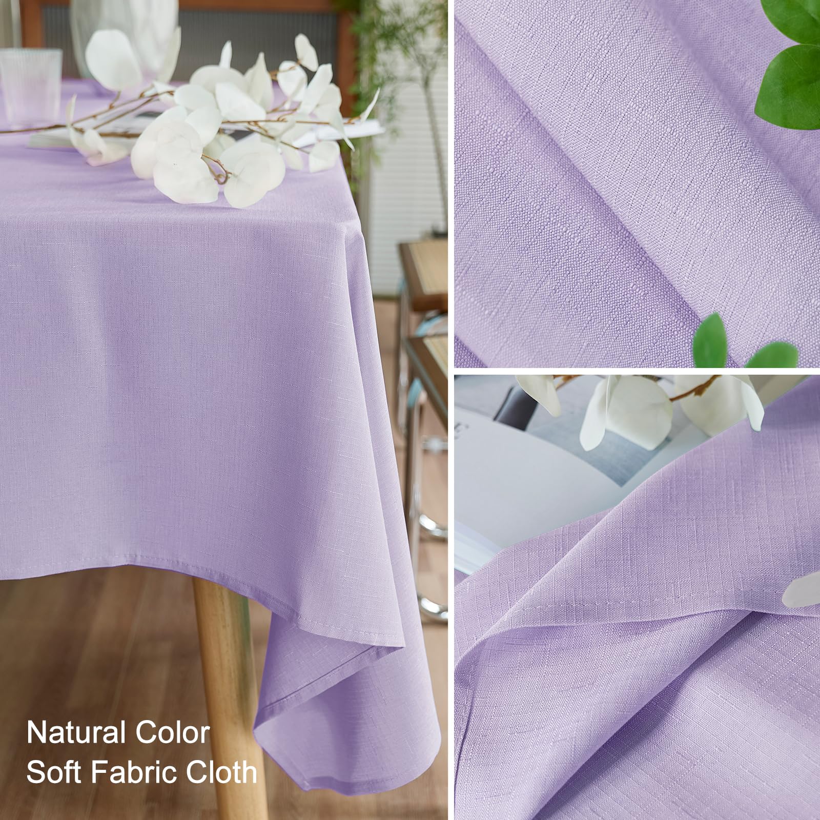 AUSSPVOCT 60" Round Textured Tablecloth - Waterproof Wipeable Spill-Proof Table Cover For Dining