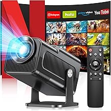 Upgraded 4K FHD Mini Projector with WiFi 6 Bluetooth 5.4, Trapezoidal Correction, Portable Projector with Android 11 and 180° Rotation, Home Theater, for PC/Lap/Stick/HDMI, Black