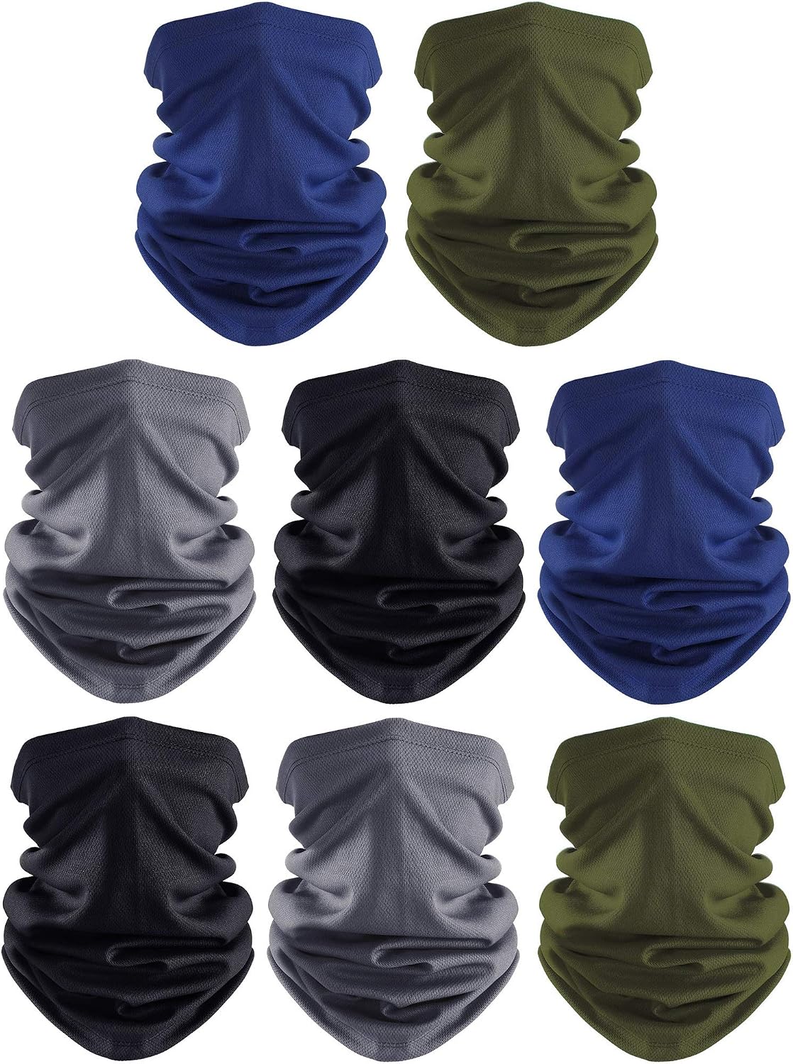 SATINIOR 8 Pack Black Neck Gaiter Cooling UV Protection Scarf Hiking Bandana Breathable Face Mask for Men Women