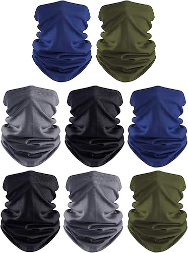 SATINIOR 8 Pack Neck Gaiter Cooling UV Protection Bandana Face Mask Face Gaiters Scarf Headwear for Men Women