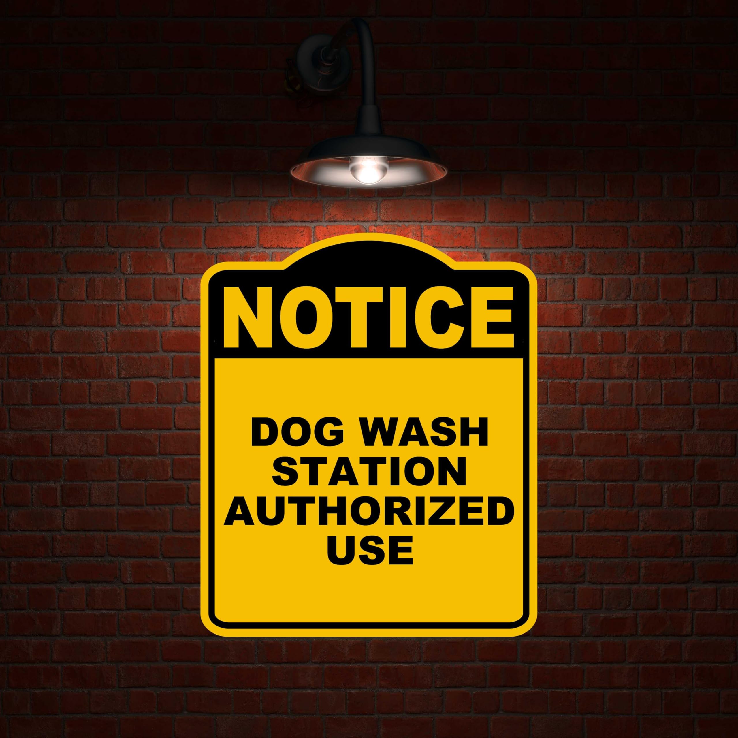 DOG WASH STATION AUTHORIZED USE Notice Yellow Black Aluminum Composite Sign 15 x 18 inches