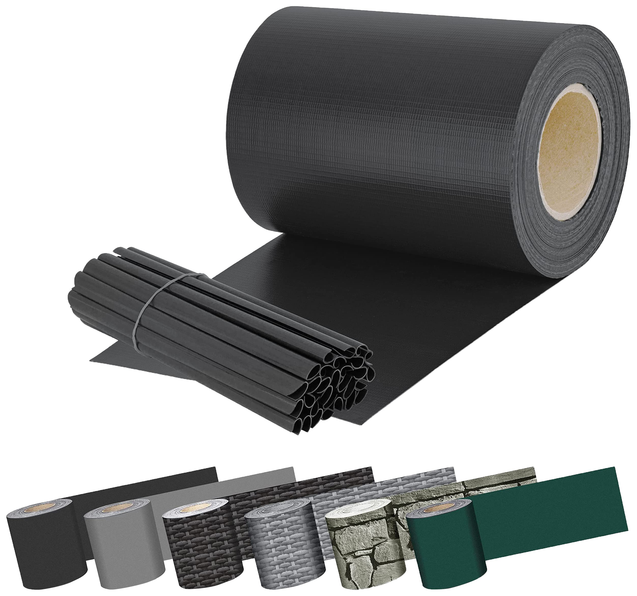 PVC Sichtschutzstreifen Für Doppelstabmattenzaun – 65m X 19cm, Grau, Inkl. 30 Clips – Wind- & Blickschutz