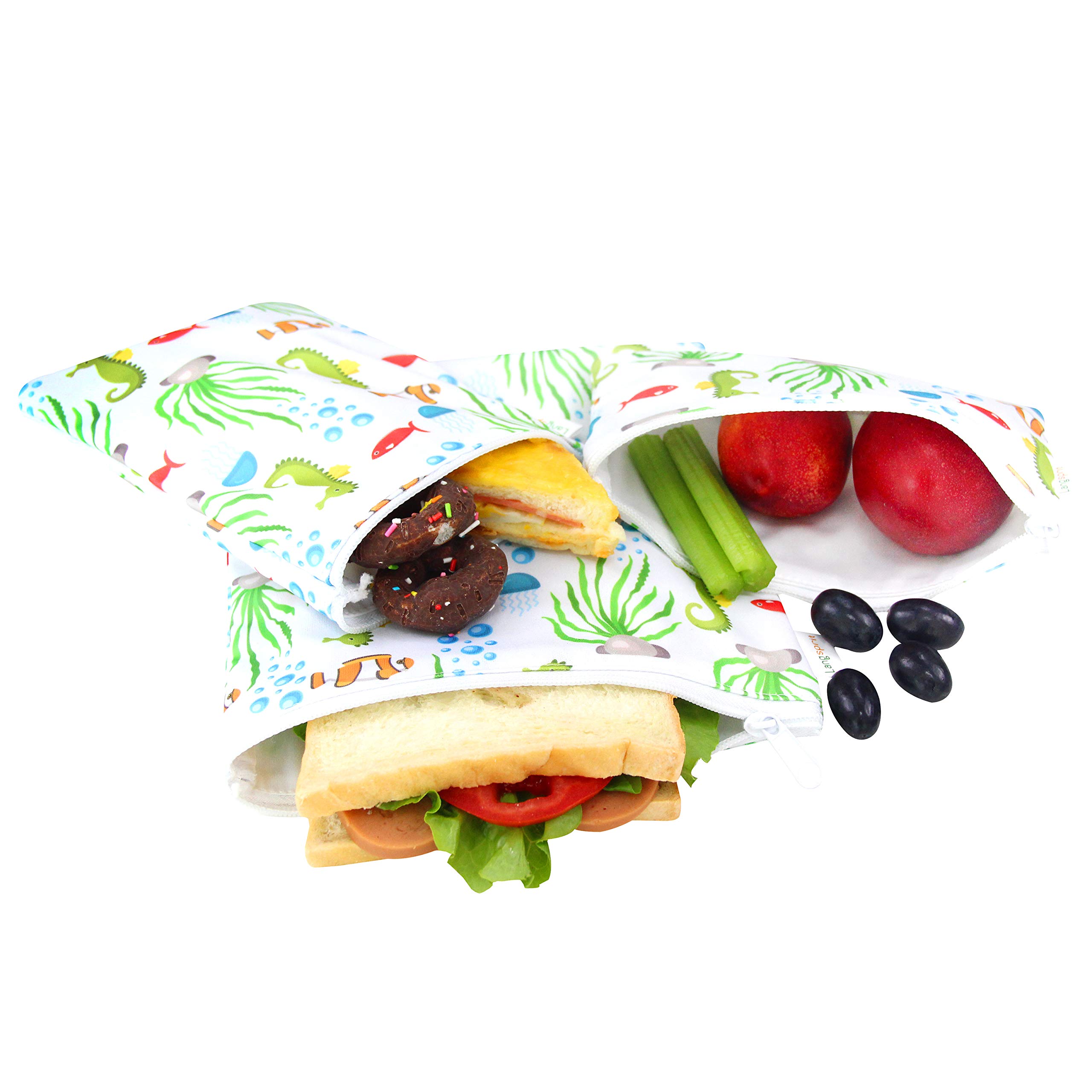 Langsprit Reusable Sandwich & Snack Bags-Washable Lunch Bags