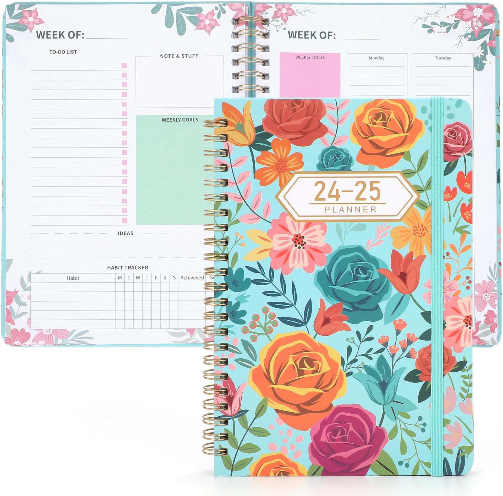 Undated Weekly Planner- Weekly Goals Notebook with To Do List and Habit Tracker, Journal Planner, Agenda 2024-2025 Daily Weekly Planner Undated Hardcover, a5, 8.6 x 6.3 inches, Green