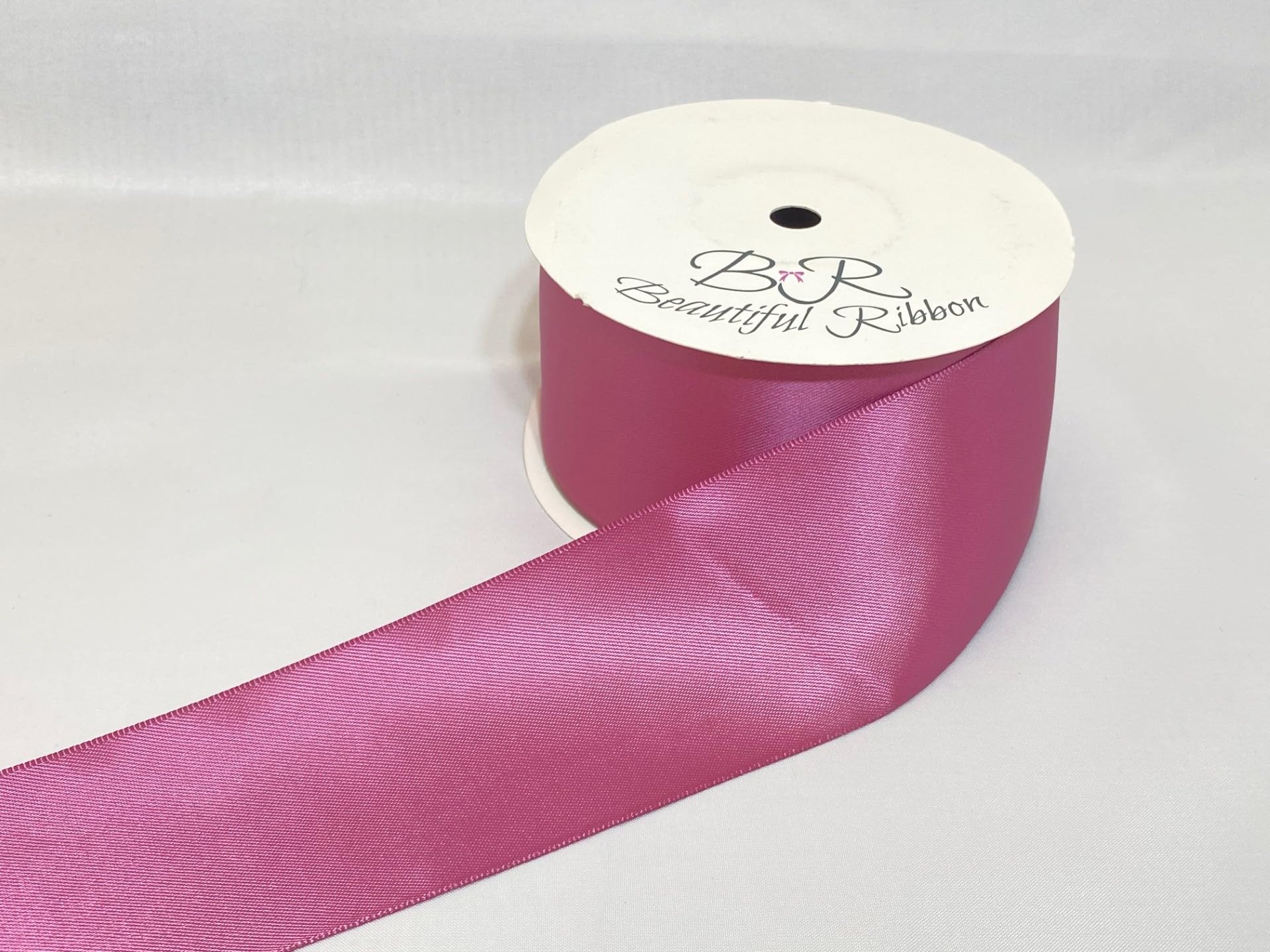 1 Full Roll Reel of 50mm Satin Ribbon Victorian Mulberry Dark Pink 25 metres Double Sided 50 mm 5cm 2" 2 Inch