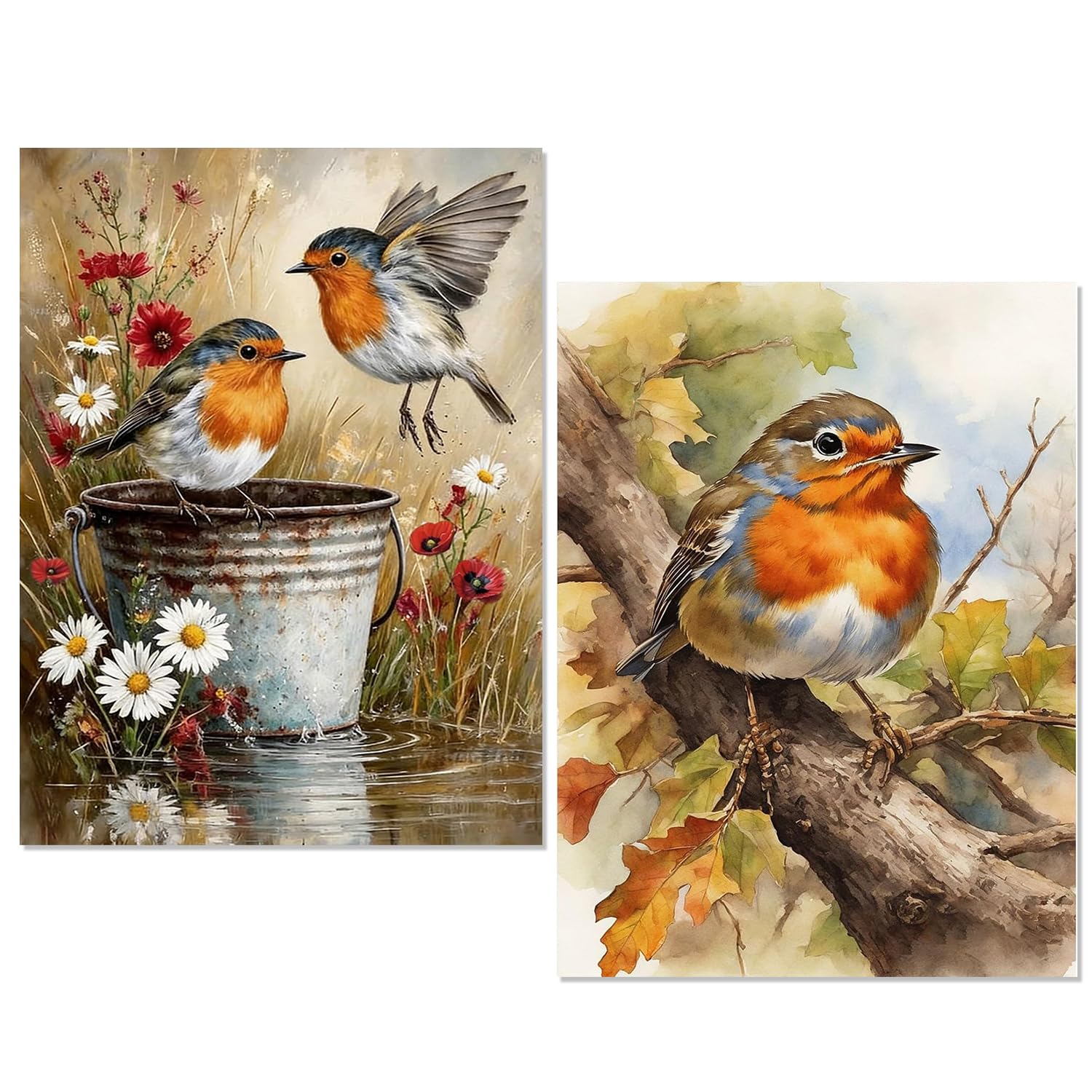 PHANTASYART 2 Pack Diamond Art - Birds Diamond Painting, Birds Diamond Art Kits Adults,5D Diamond Painting Kits for Adults,DIY Arts and Crafts for Relaxation,Home Wall Decor and Gifts 12x16in