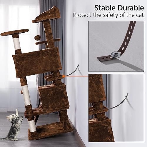 Miniatura 6 de Yaheetech 51.2 pulgadas Mueble de árbol para gato Torre Muebles para que os gatos se rasquen