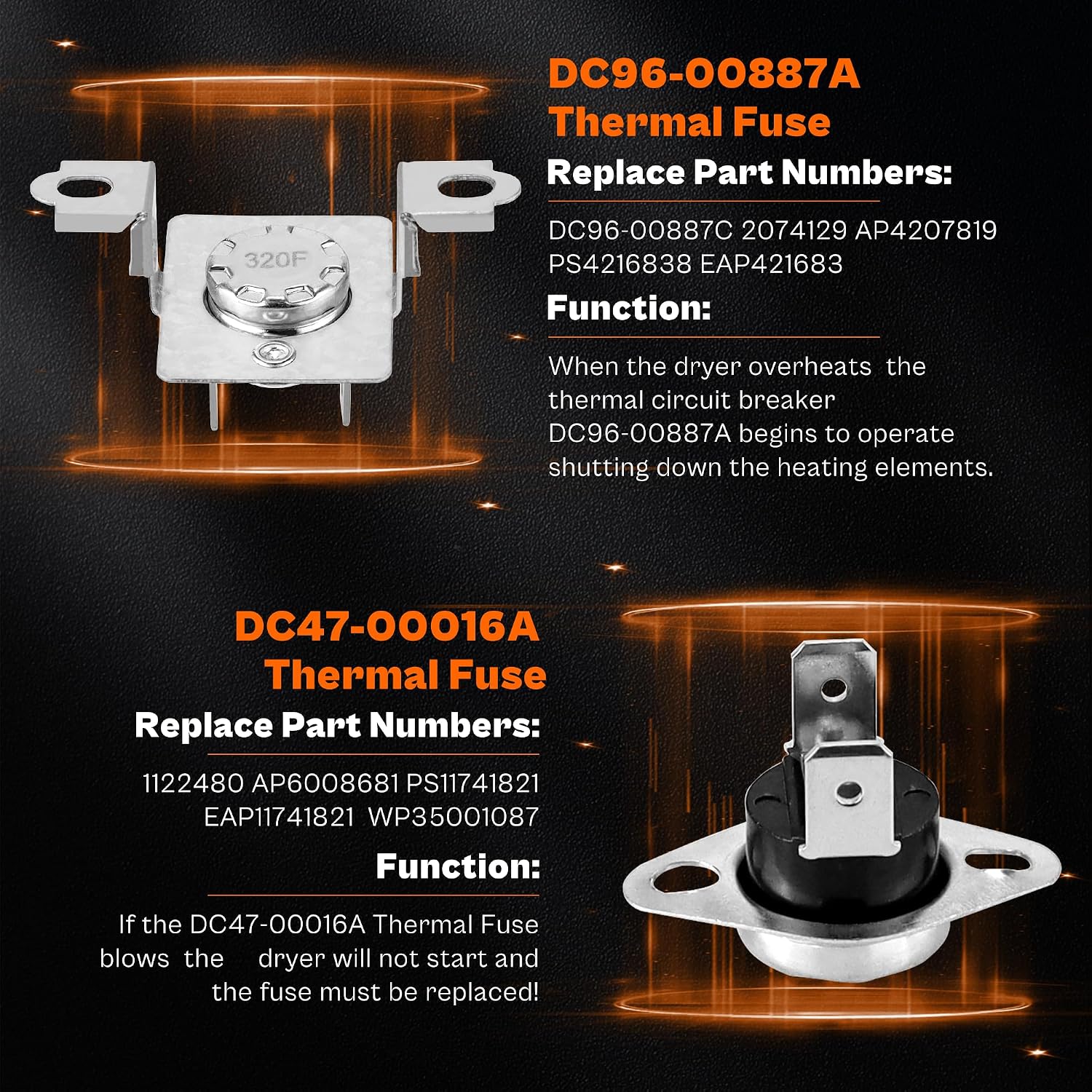 [Upgraded] DVE45R6100W/A3 DVE45R6100C/A3 DVE45R6100P/A3 Dryer Heating Element Kit Fit For Sam-sung DVE45T3200W/A3 DVE45T3400W/A3 DVE45T3400P/A3 DVE45T6000W/A3 DVE45T3400V/A3 DVE50T5300C/A3 by TOMOON