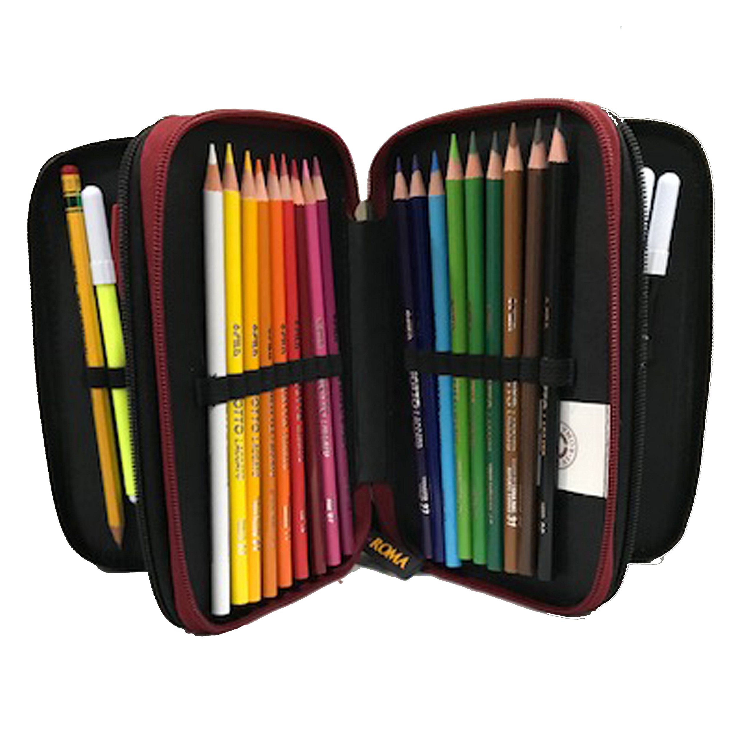 Panini Astuccio per bambini A.S. Roma a 3 scomparti con cerniera, perfetta per l'anno scolastico 2018, giallo/rosso