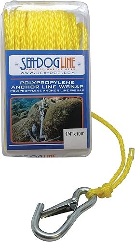 Sea Dog Line Sea Dog 304210100YW-1 - Línea de anclaje de polipropileno con broche, 3/8" x 100'