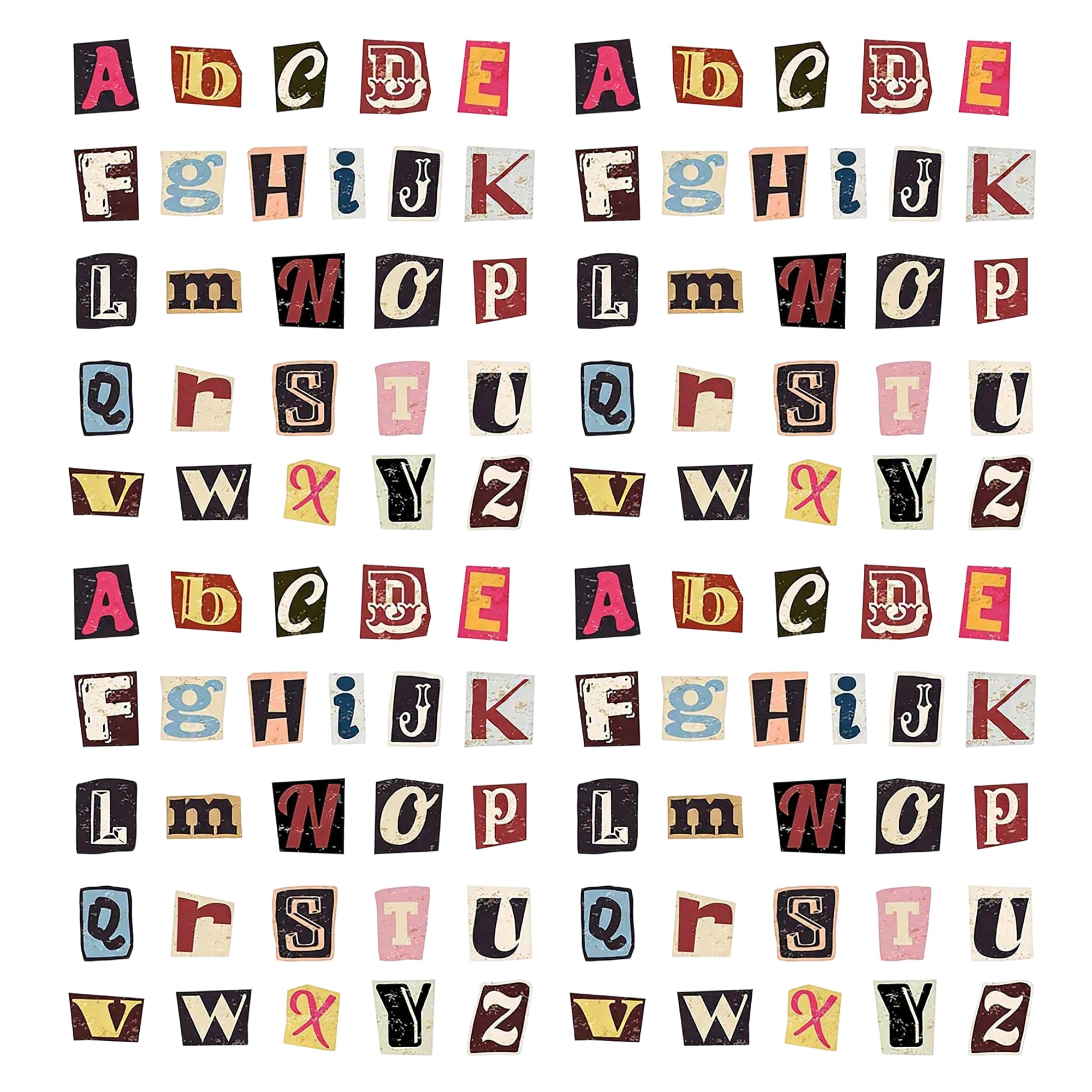 104 PCS Stickers Letter Stickers Vintage Stickers Scrapbook Accessories Sticker Set DIY Scrapbook Stickers Waterproof Vinyl Letter Sticker Pack for Laptops Suitcases Journals Calendars