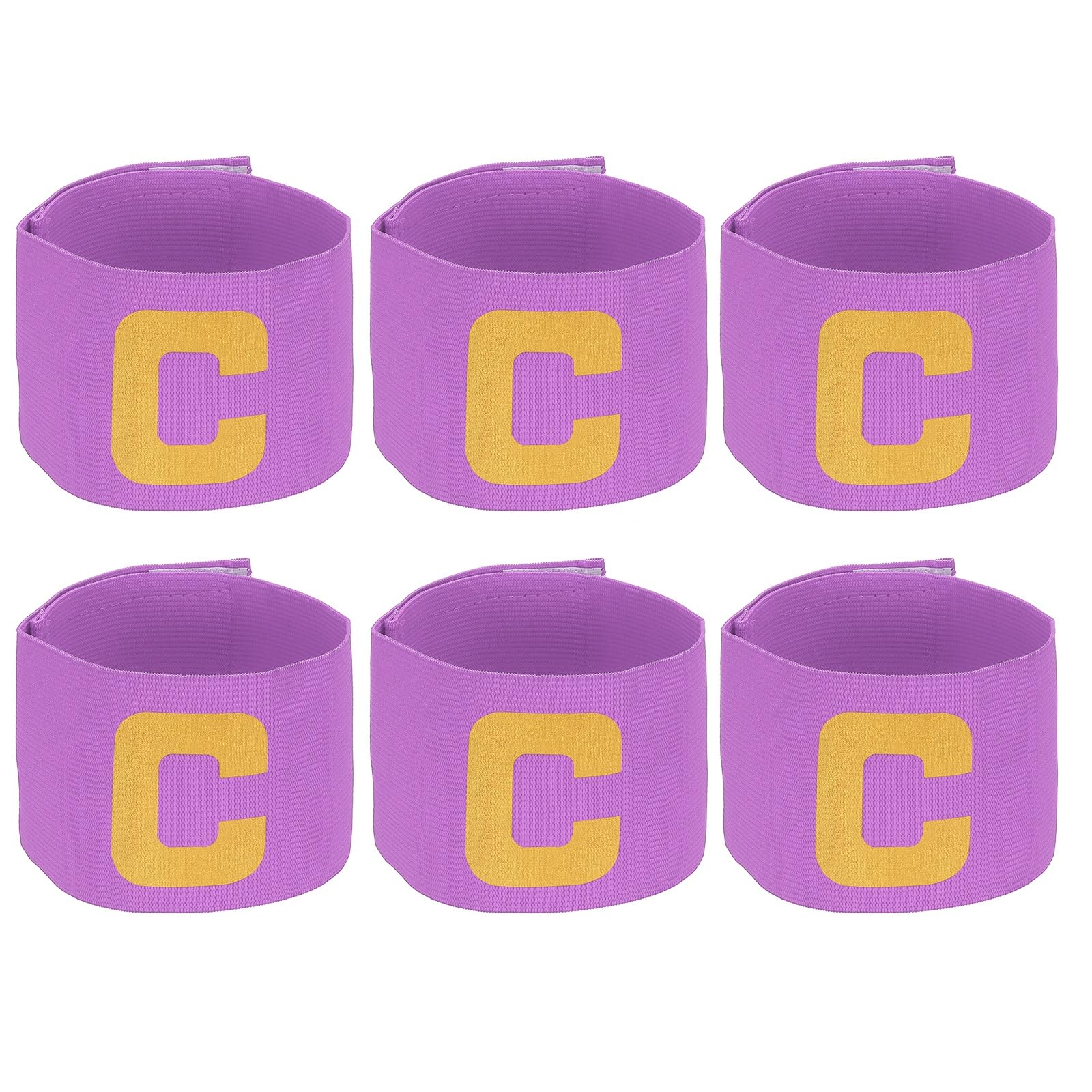 YELARXI Soccer Captain Armband, Football Armband Elastic Adjustable Player Bands Anti-Slip Badge- Fitting for (Adult/Youth - Football - Basketball - Team Sport) 6 Pack & Lavender