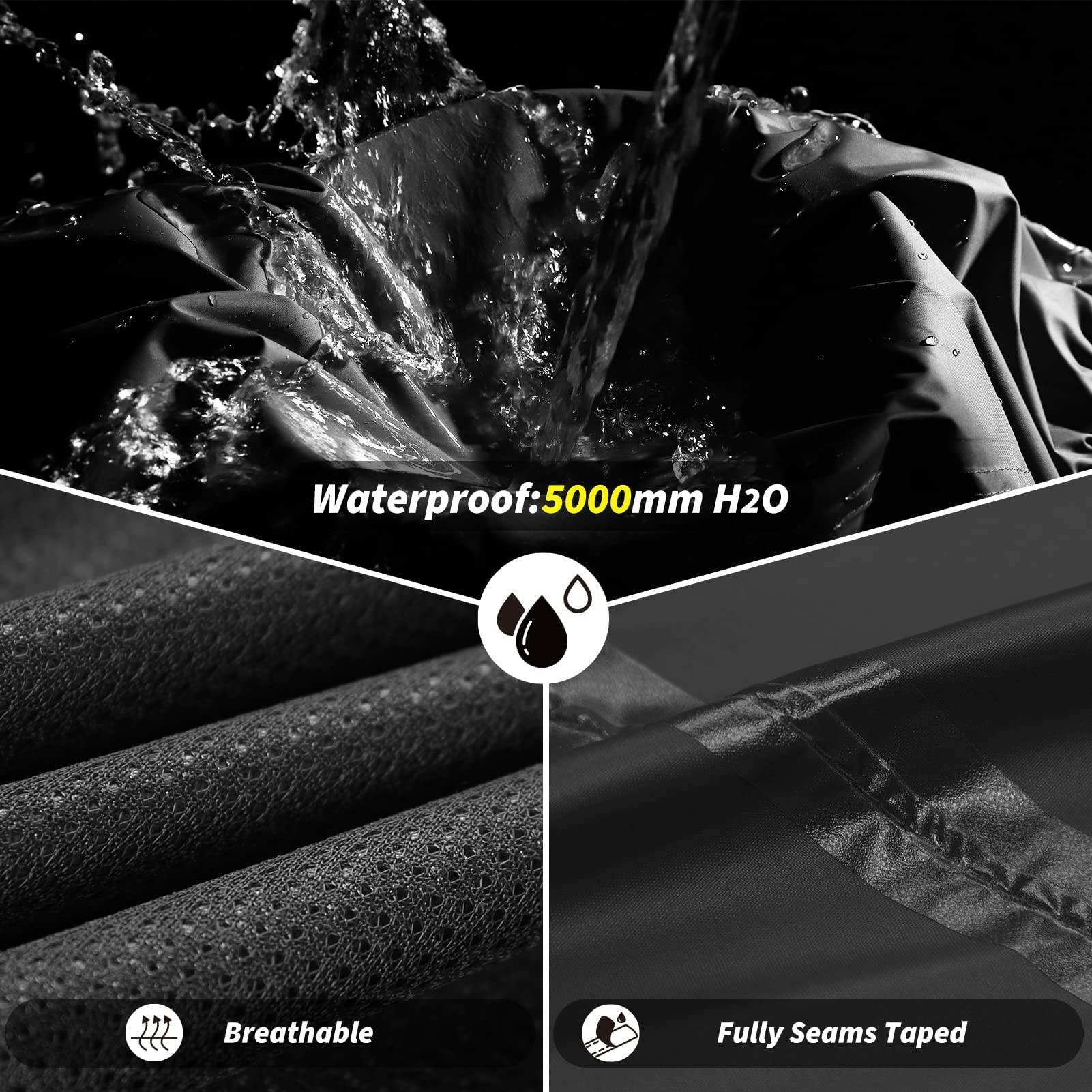 Traje impermeable reflectante para hombre, impermeable al aire libre, chaqueta de lluvia a prueba de viento+pantalones de lluvia transpirable para pesca, senderismo, camping