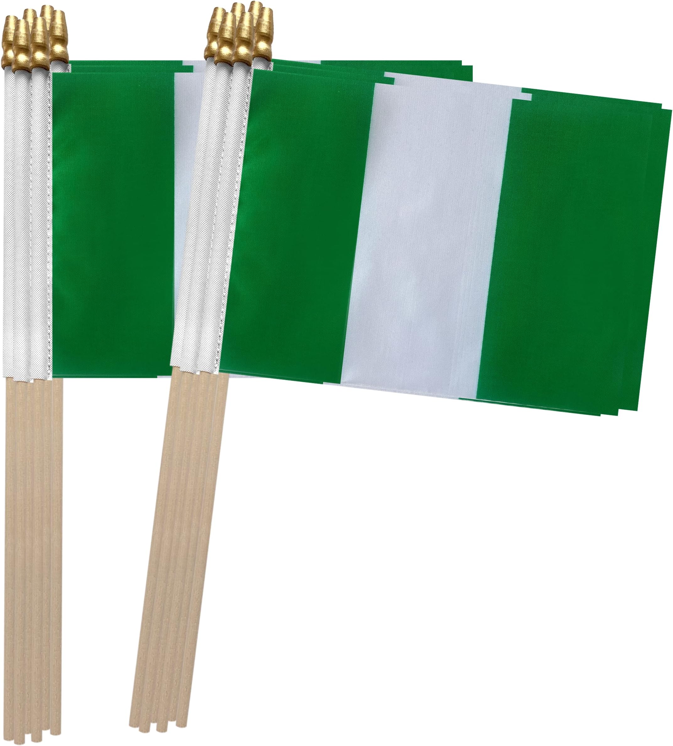 TSMD Nigeria Stick Nigerian Small Mini Hand Held Flags,5x8 Inch,12 Pack