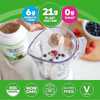 Orgain Organic Plant Based Protein Powder, Creamy Chocolate Fudge - Vegan, Low Net Carbs, Non Dairy, Gluten Free, No ...