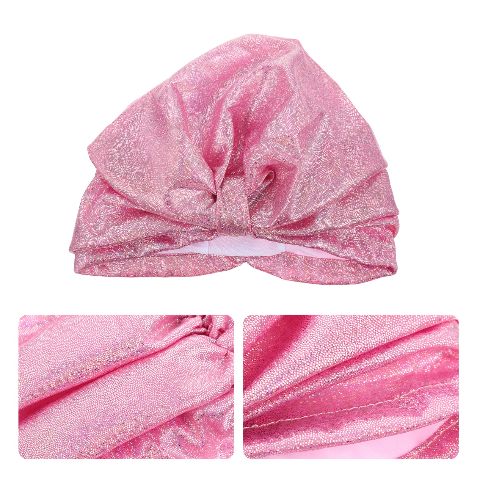 minkissy 5Pcs Femmes Casquette Exquise Anti-Silicone Élastique Garder Rétro Sequin Oreille Protection Douche Élégant Femmes Élégantes Longues Casquettes De Soleil Courtes pour Grandes