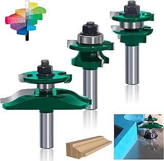 PEALIFE Router Bit Set Raised Panel Rail and Stile Router Bits 1/2 Inch Shank Door Cabinet Panel Drawer Router Sets Bits- 3 Bits - for Commercial Users and Beginners (1/2-nails)