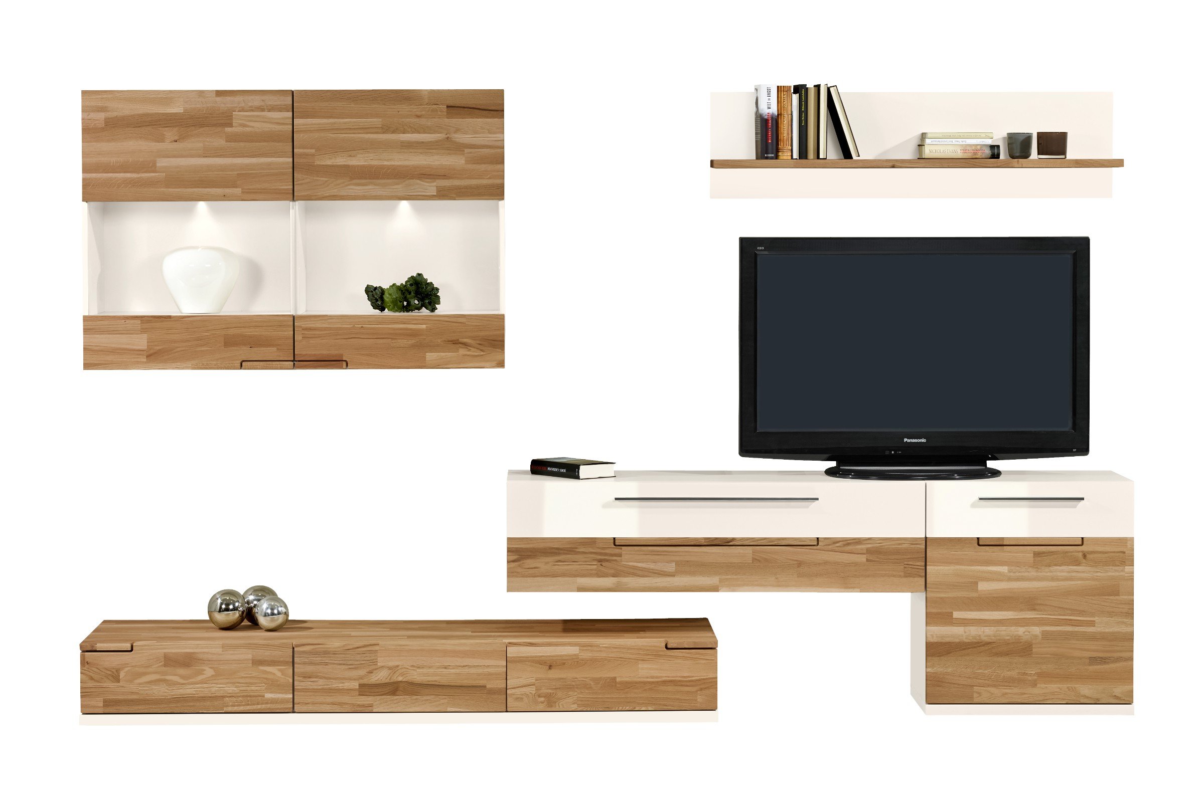 Parete attrezzata Feel II Soggiorno Parete TV da Parete Legno di Rovere Massiccio by Arte M